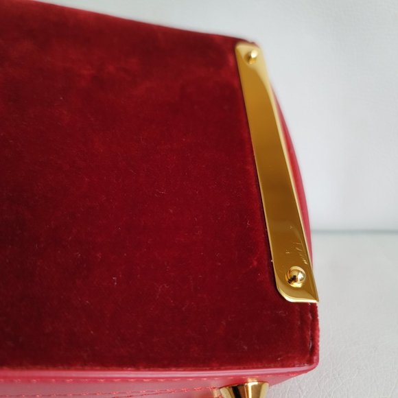 ❌️SOLD❌️ Alexander McQueen Box Velvet 16 Red Gold Leather Shoulder Bag Square - Picture 15 of 16